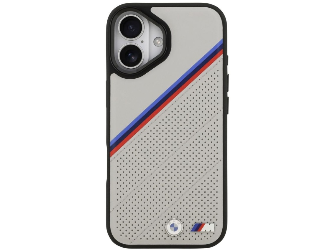 Capa MagSafe BMW M Tricolor Metal Logo para iPhone 17 - Cinza