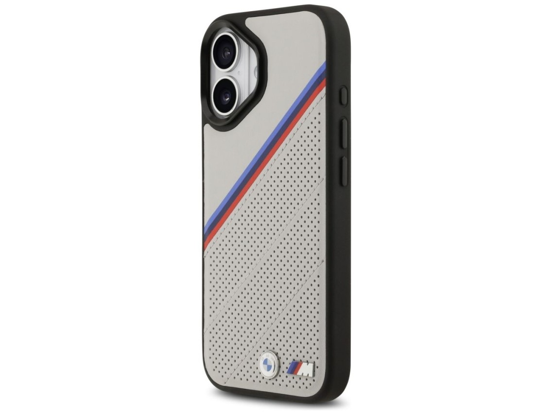 Capa MagSafe BMW M Tricolor Metal Logo para iPhone 17 - Cinza