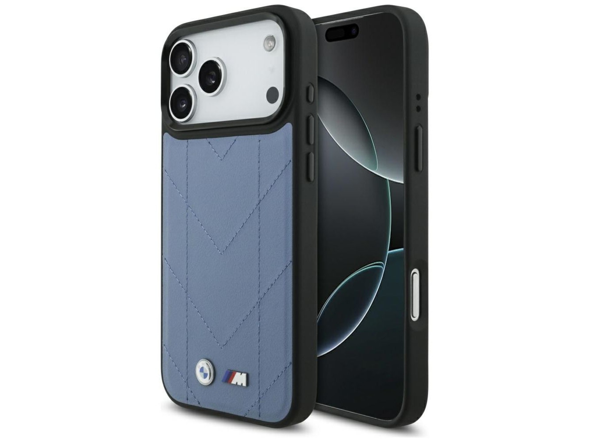 Capa MagSafe com logotipo BMW M acolchoado para iPhone 17 Pro Max - Azul