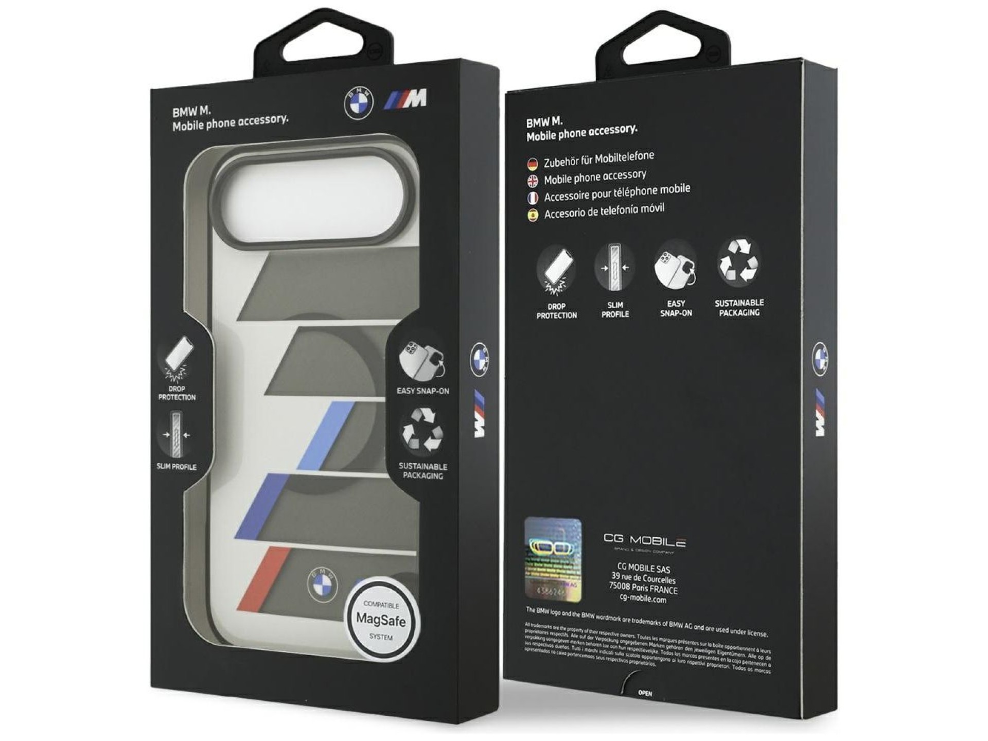 BMW M IML Metal Buttons Tricolor Lines MagSafe Case for iPhone Air - Gray