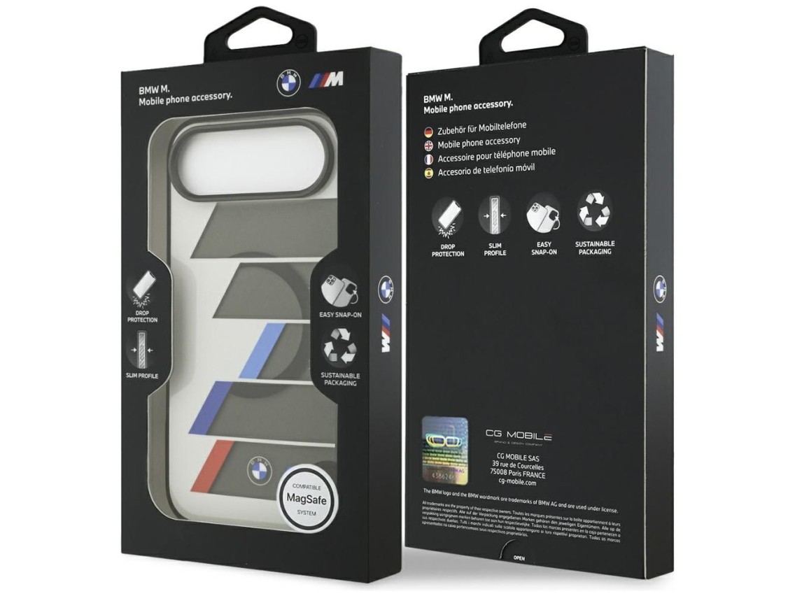 BMW M IML Metal Buttons Tricolor Lines MagSafe Case for iPhone Air - Gray