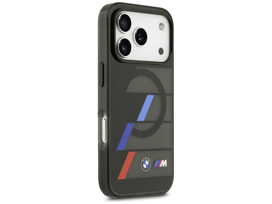 BMW M IML Metal Buttons Tricolor Lines MagSafe Case for iPhone 17 Pro Max - Black