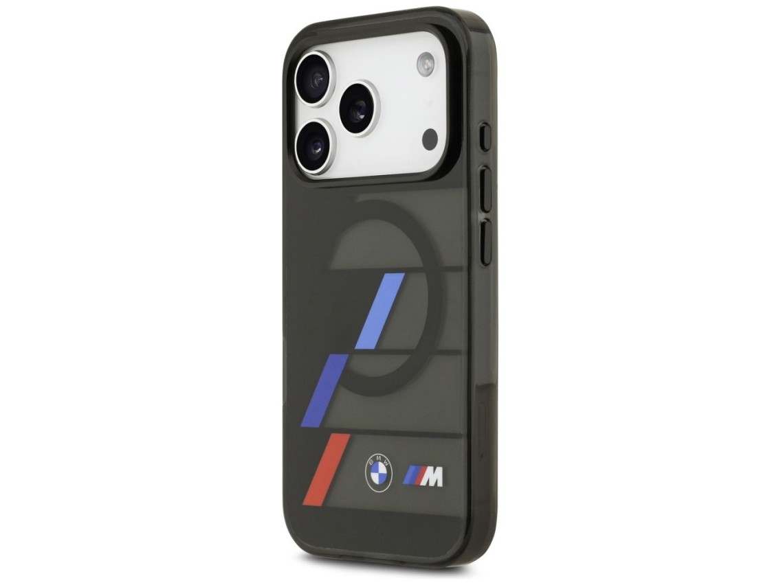 BMW M IML Metal Buttons Tricolor Lines MagSafe Case for iPhone 17 Pro Max - Black