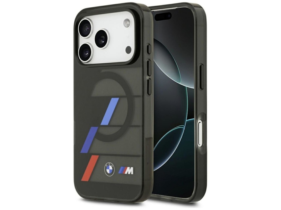BMW M IML Metal Buttons Tricolor Lines MagSafe Case for iPhone 17 Pro Max - Black