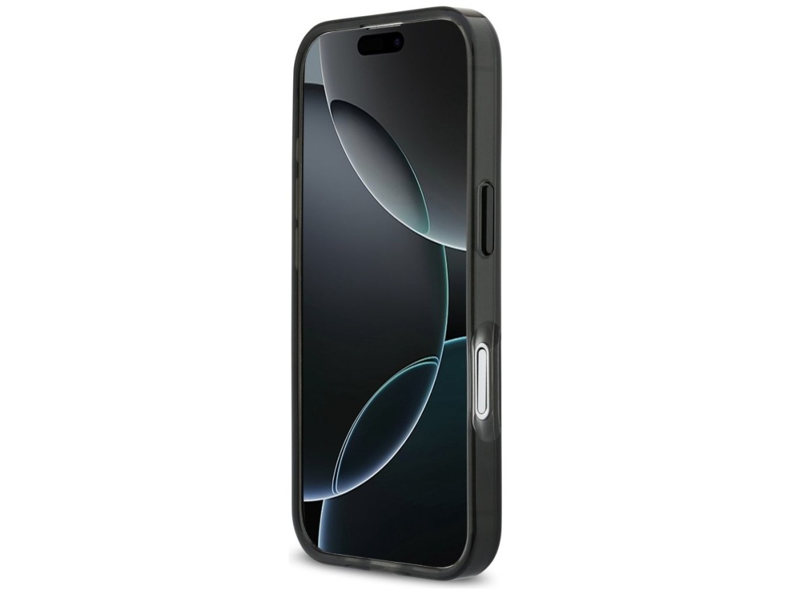 Funda MagSafe BMW M IML con botones metálicos y líneas tricolores para iPhone 17 - Gris