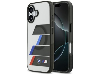 Capa MagSafe BMW M IML com botões metálicos e linhas tricolores para iPhone 17 - Cinza Capa MagSafe BMW M IML com botões metálicos e linhas tricolores para iPhone 17 - Cinza