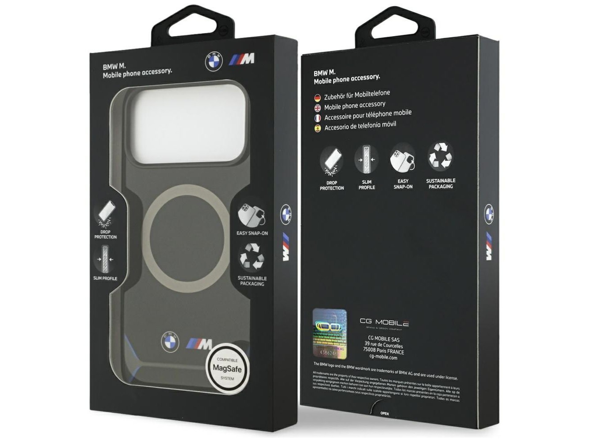 Funda MagSafe BMW M IML con botones metálicos y logotipo para iPhone 17 Pro Max - Azul
