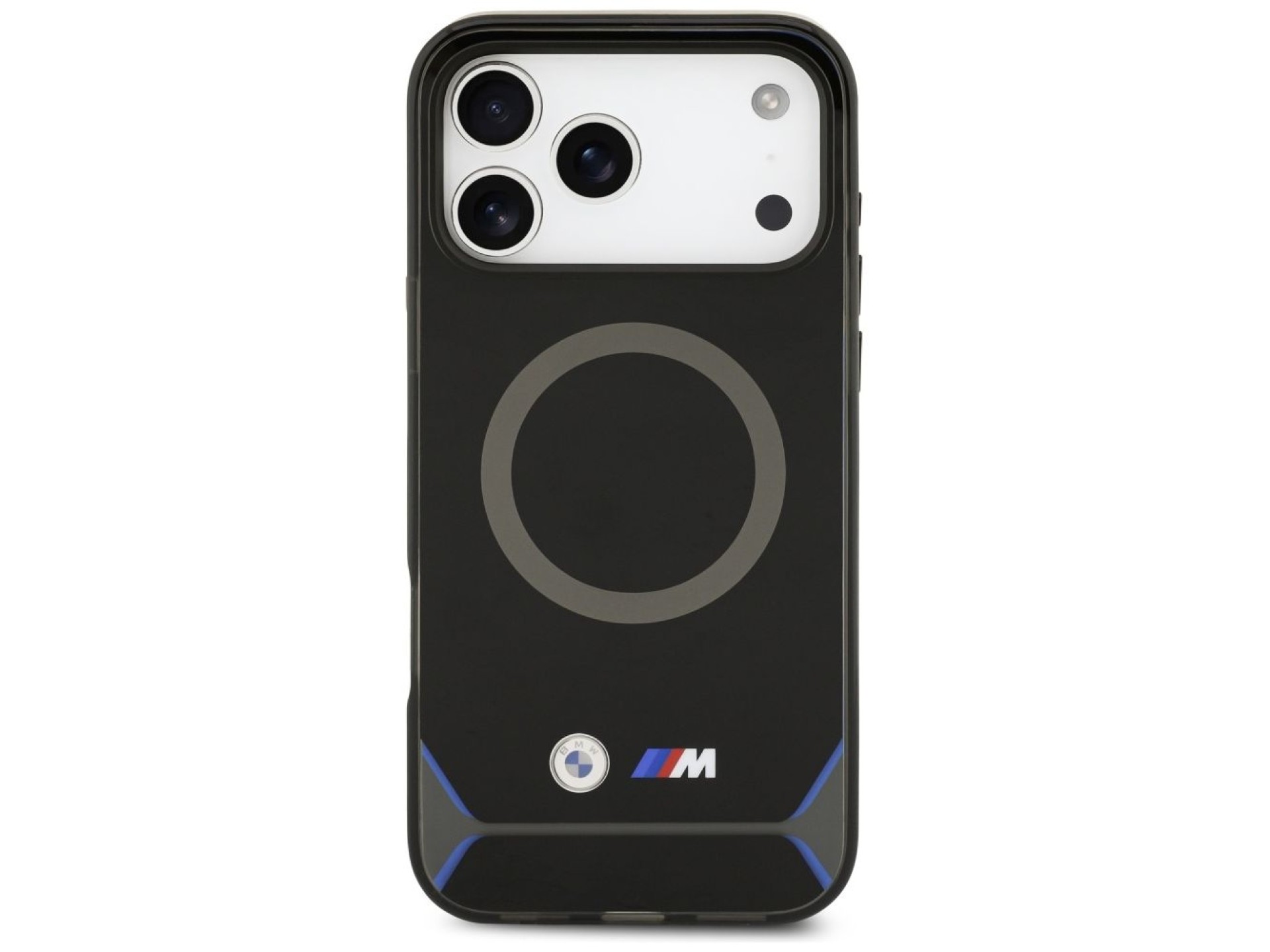 Funda MagSafe BMW M IML con botones metálicos y logotipo para iPhone 17 Pro Max - Azul