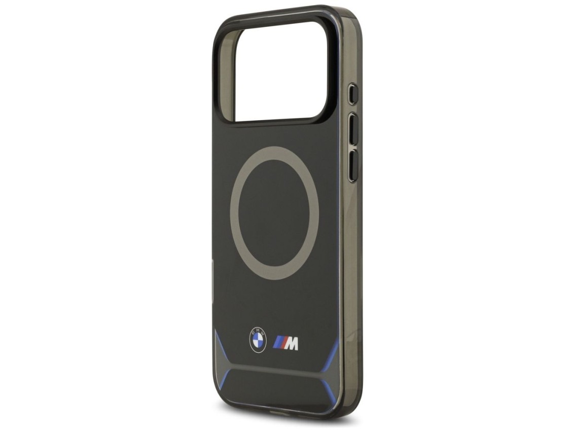 Funda MagSafe BMW M IML con botones metálicos y logotipo para iPhone 17 Pro Max - Azul
