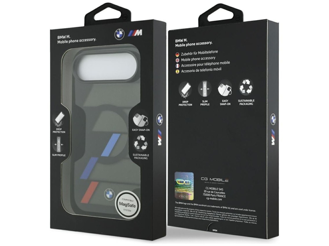 BMW M IML Metal Buttons Tricolor Lines MagSafe Case for iPhone Air - Black