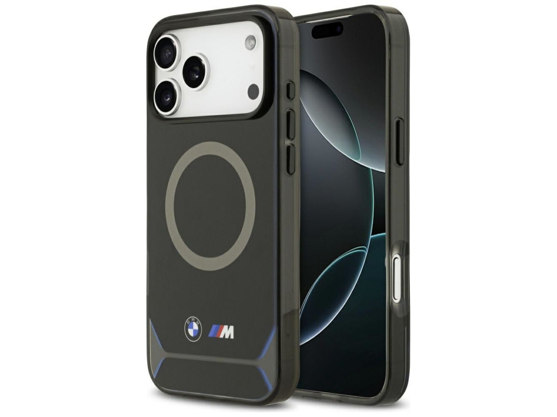 Funda MagSafe BMW M IML con botones metálicos y logotipo para iPhone 17 Pro Max - Azul