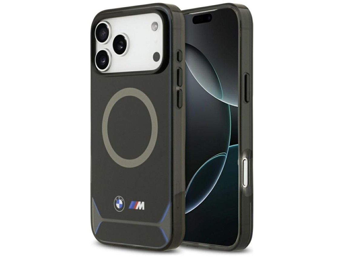 Funda MagSafe BMW M IML con botones metálicos y logotipo para iPhone 17 Pro Max - Azul