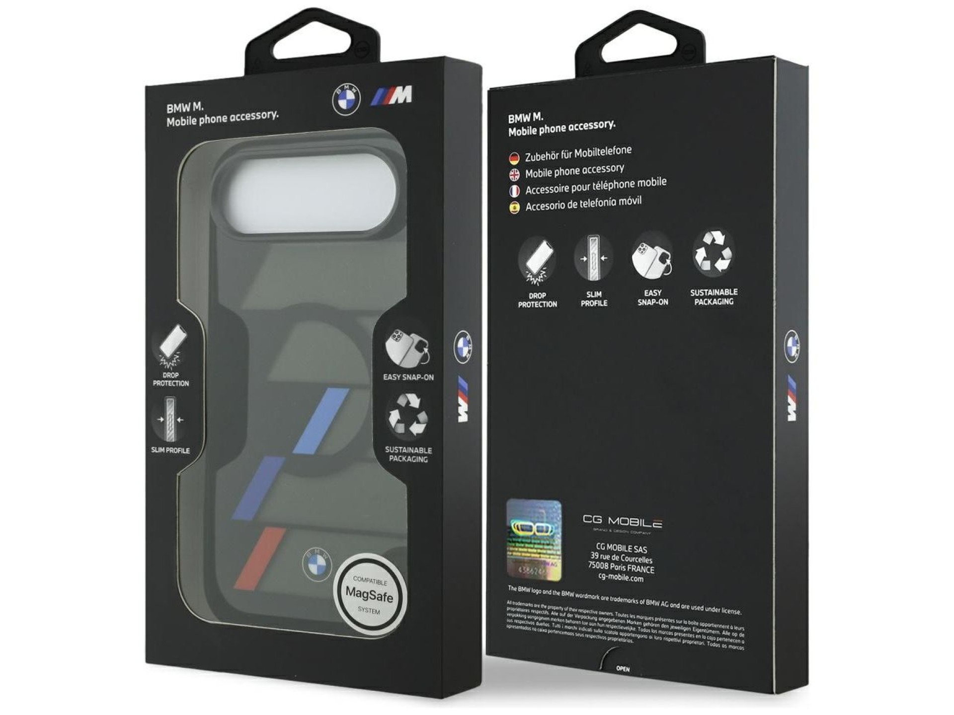 BMW M IML Metal Buttons Tricolor Lines MagSafe Case for iPhone Air - Black
