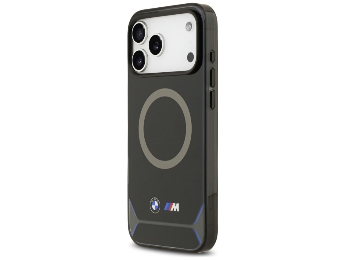 Funda MagSafe BMW M IML con botones metálicos y logotipo para iPhone 17 Pro Max - Azul