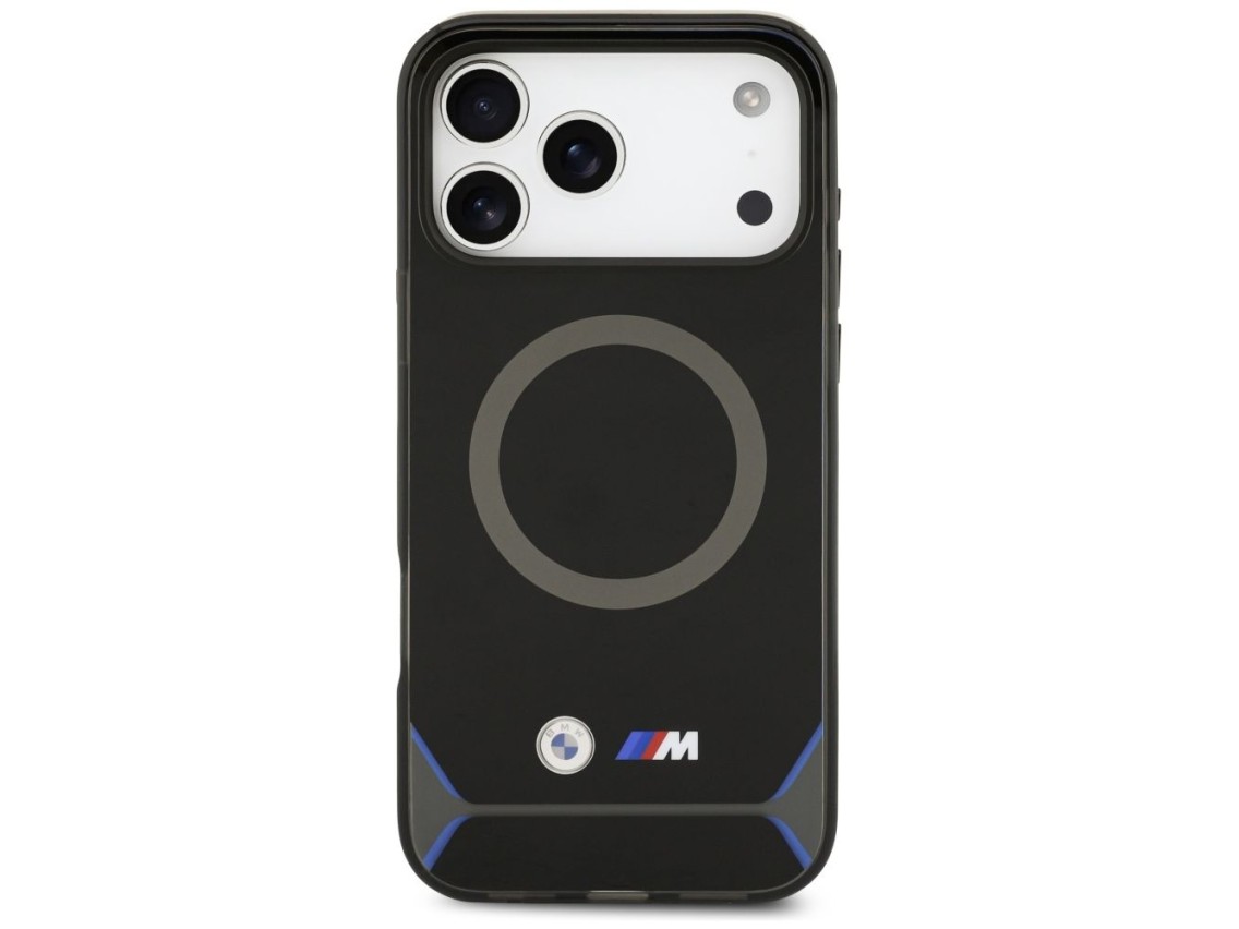 Funda MagSafe BMW M IML con botones metálicos y logotipo para iPhone 17 Pro Max - Azul