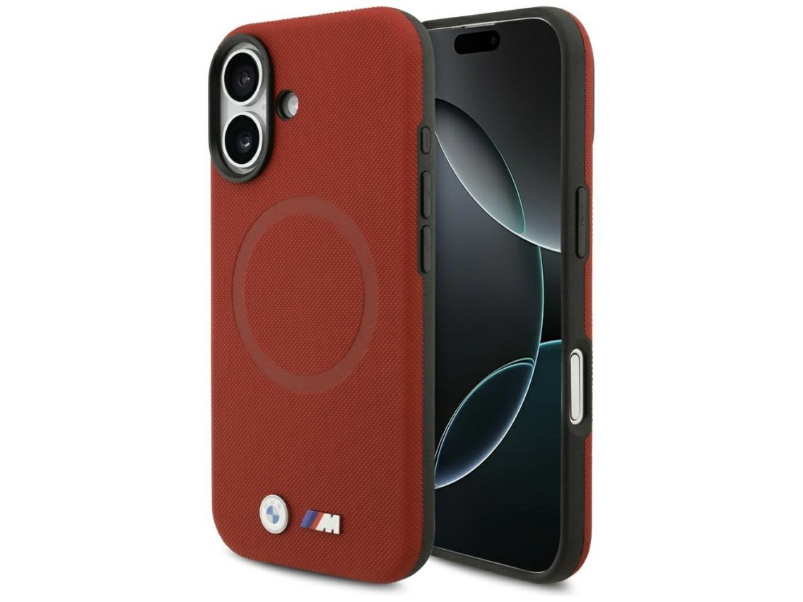 Capa MagSafe com logotipo BMW M FW em metal para iPhone 17 - Vermelha