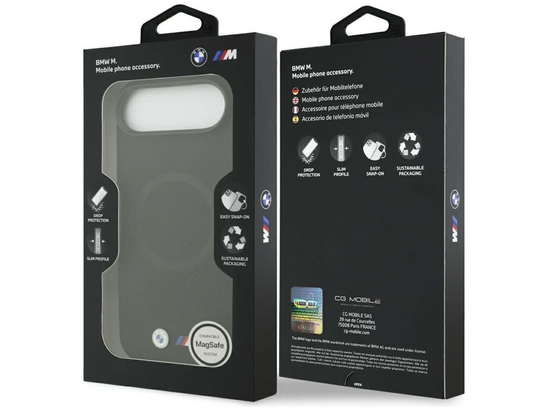 Capa MagSafe com logotipo BMW M FW em metal para iPhone Air - Preta