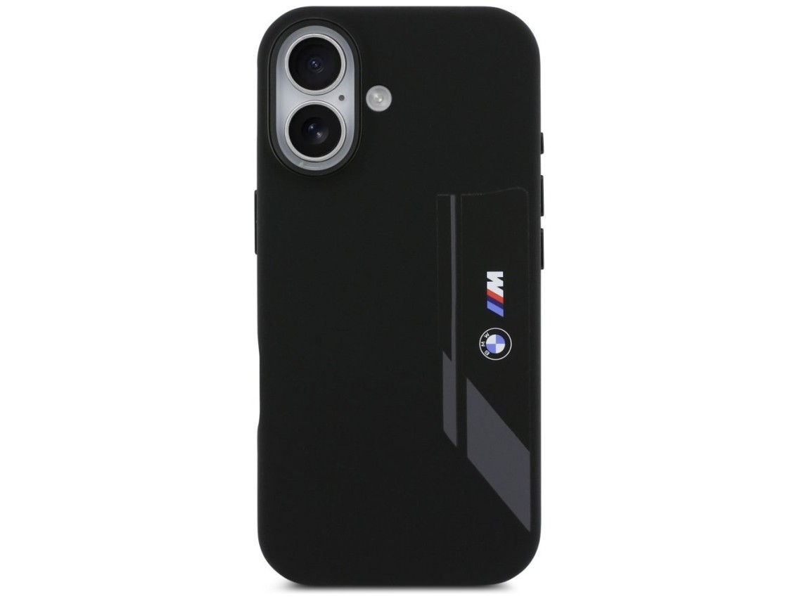 Funda BMW M de silicona con logo vertical MagSafe para iPhone 17 - Negra