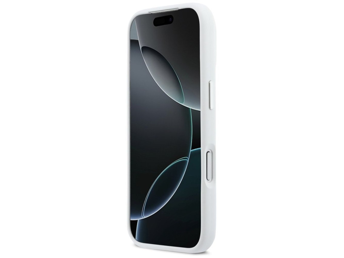 Funda BMW M Silicona con Línea Horizontal MagSafe para iPhone 17 Pro - Blanca
