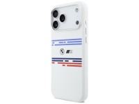 Capa MagSafe BMW M de silicone com linhas horizontais para iPhone 17 Pro Max - Branca Capa MagSafe BMW M de silicone com linhas horizontais para iPhone 17 Pro Max - Branca