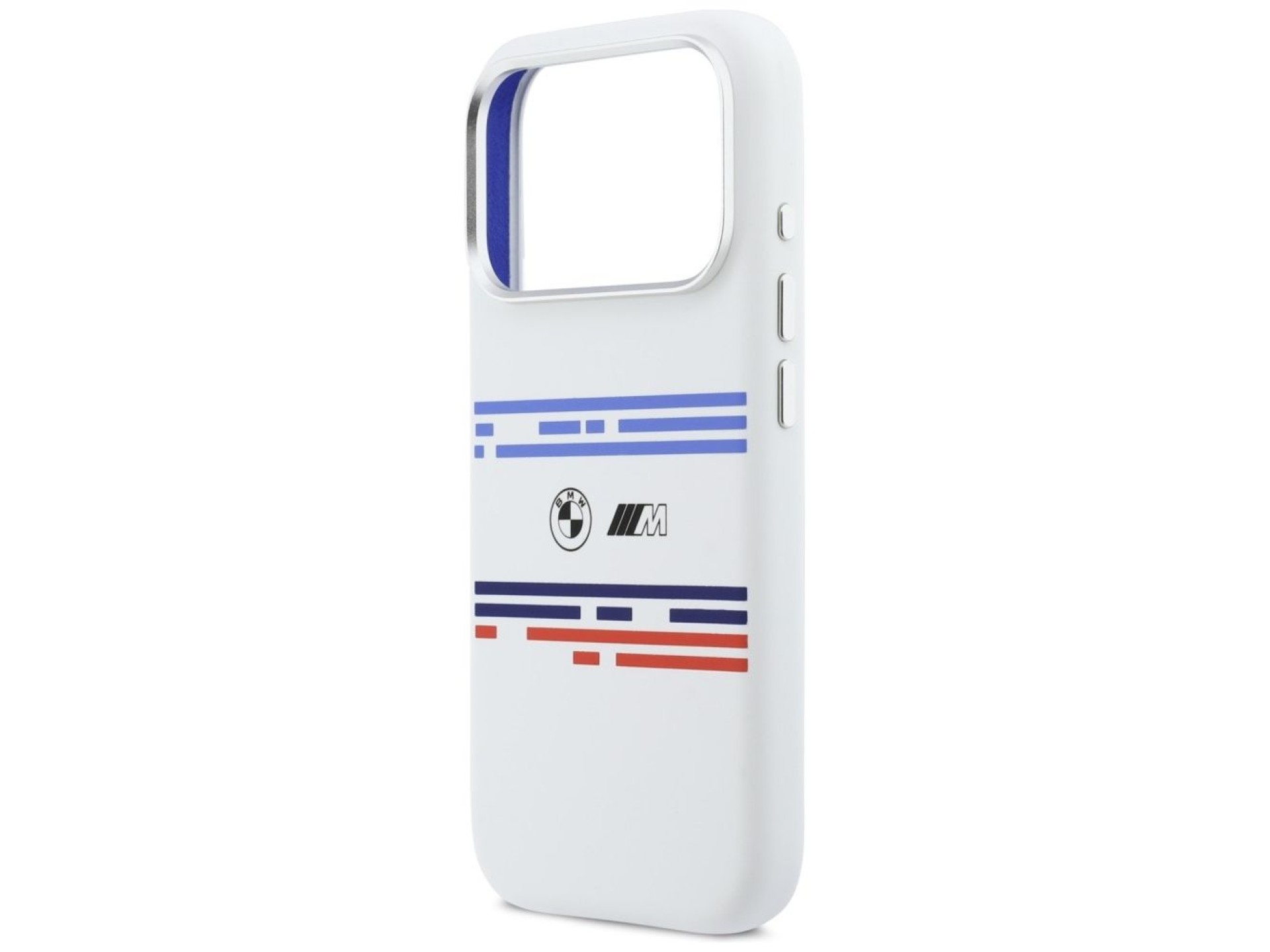 Funda BMW M Silicona con Línea Horizontal MagSafe para iPhone 17 Pro - Blanca