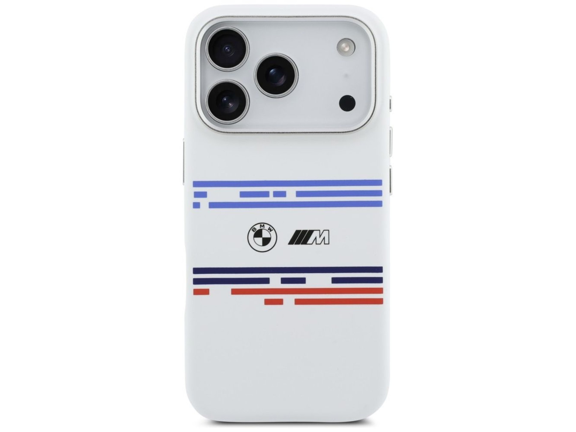 Funda BMW M Silicona con Línea Horizontal MagSafe para iPhone 17 Pro - Blanca