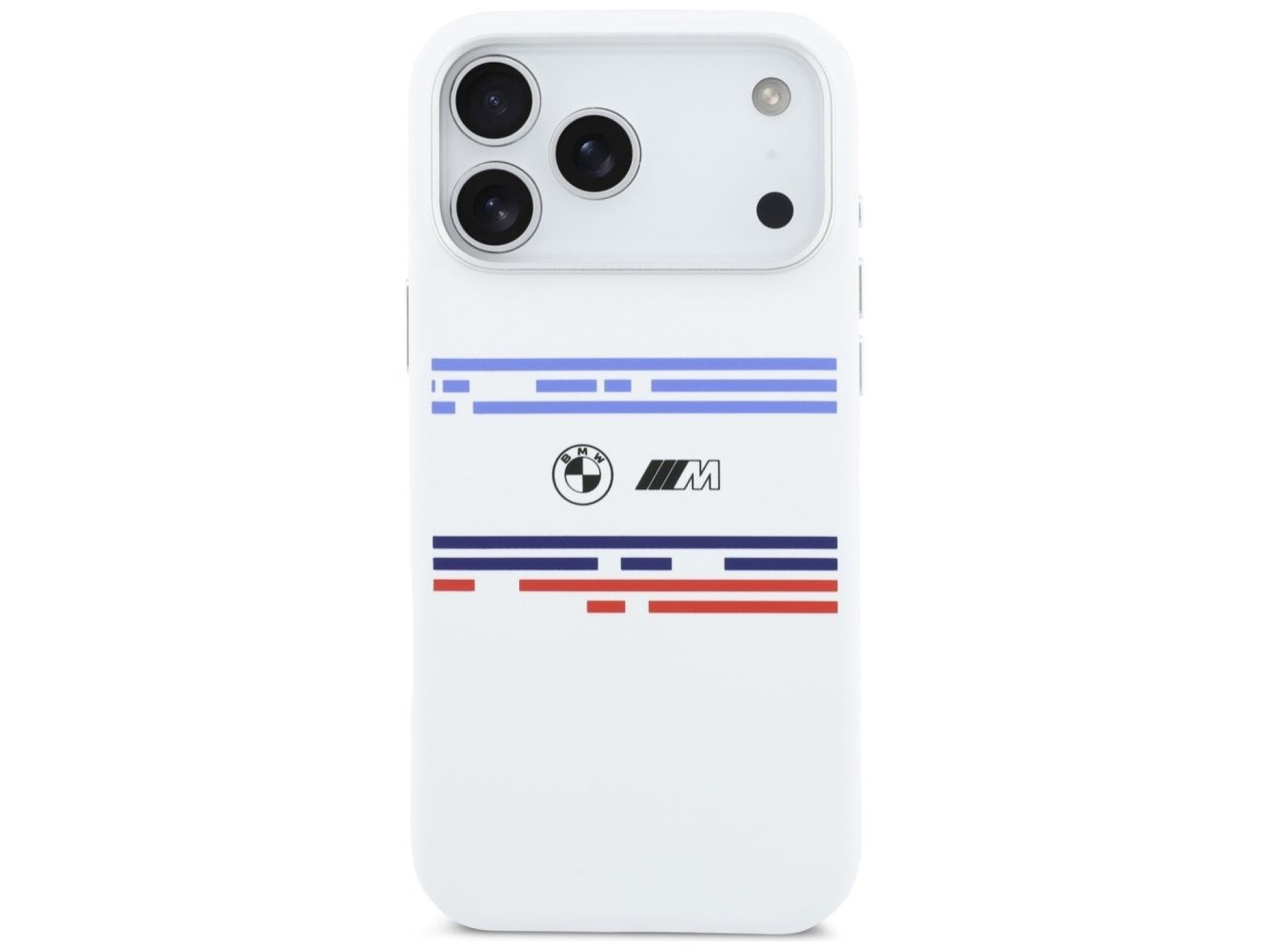 Capa MagSafe BMW M de silicone com linhas horizontais para iPhone 17 Pro Max - Branca
