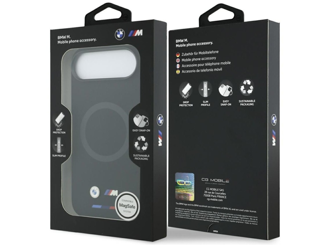 Funda de silicona con logo BMW M MagSafe para iPhone Air - Negra