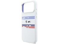 Capa MagSafe BMW M de silicone com linhas horizontais para iPhone 17 Pro Max - Branca Capa MagSafe BMW M de silicone com linhas horizontais para iPhone 17 Pro Max - Branca