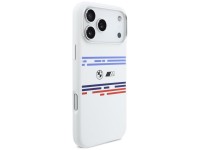 Capa MagSafe BMW M de silicone com linhas horizontais para iPhone 17 Pro Max - Branca Capa MagSafe BMW M de silicone com linhas horizontais para iPhone 17 Pro Max - Branca