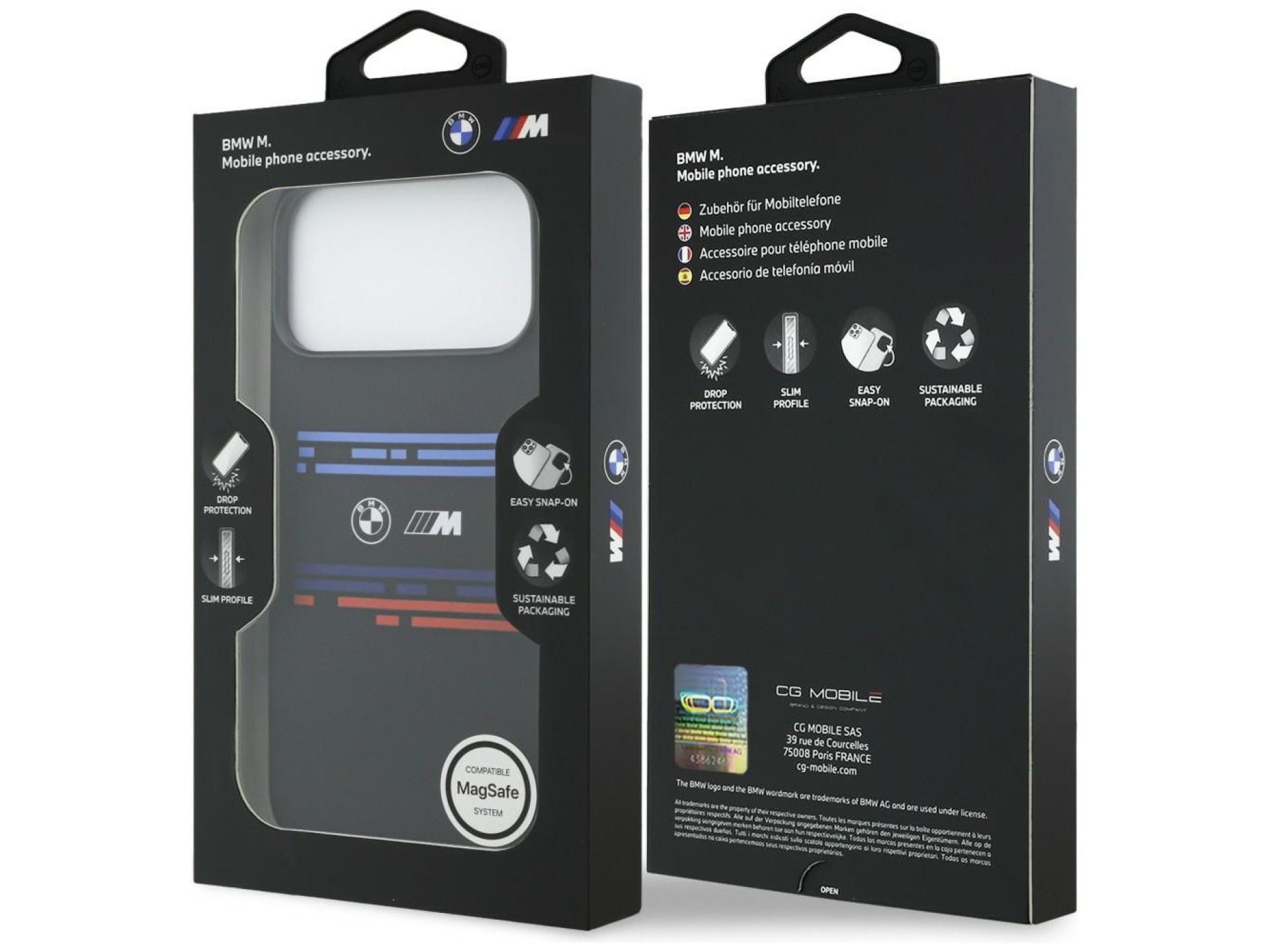 Funda BMW M Silicona con Línea Horizontal MagSafe para iPhone 17 Pro Max - Negra
