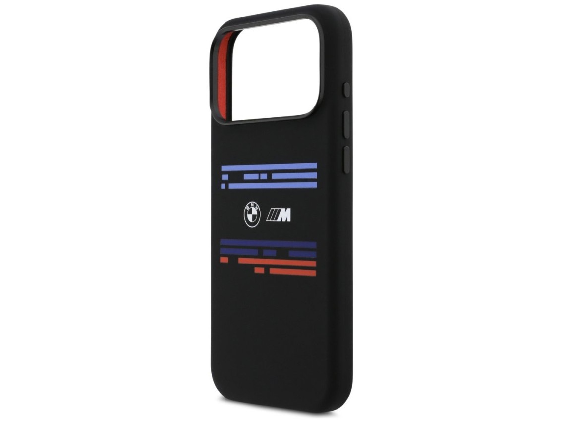 Funda BMW M Silicona con Línea Horizontal MagSafe para iPhone 17 Pro Max - Negra