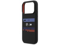 Capa MagSafe BMW M de silicone com linhas horizontais para iPhone 17 Pro - Preta Capa MagSafe BMW M de silicone com linhas horizontais para iPhone 17 Pro - Preta