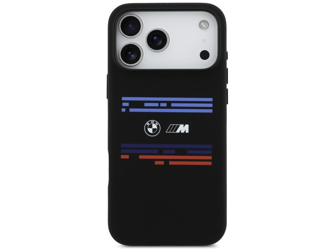 Funda BMW M Silicona con Línea Horizontal MagSafe para iPhone 17 Pro Max - Negra