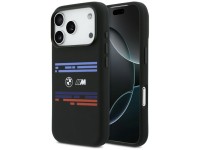 Capa MagSafe BMW M de silicone com linhas horizontais para iPhone 17 Pro - Preta Capa MagSafe BMW M de silicone com linhas horizontais para iPhone 17 Pro - Preta