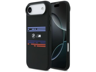 Capa MagSafe BMW M de silicone com linha horizontal para iPhone Air - Preta