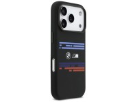Capa MagSafe BMW M de silicone com linhas horizontais para iPhone 17 Pro - Preta Capa MagSafe BMW M de silicone com linhas horizontais para iPhone 17 Pro - Preta