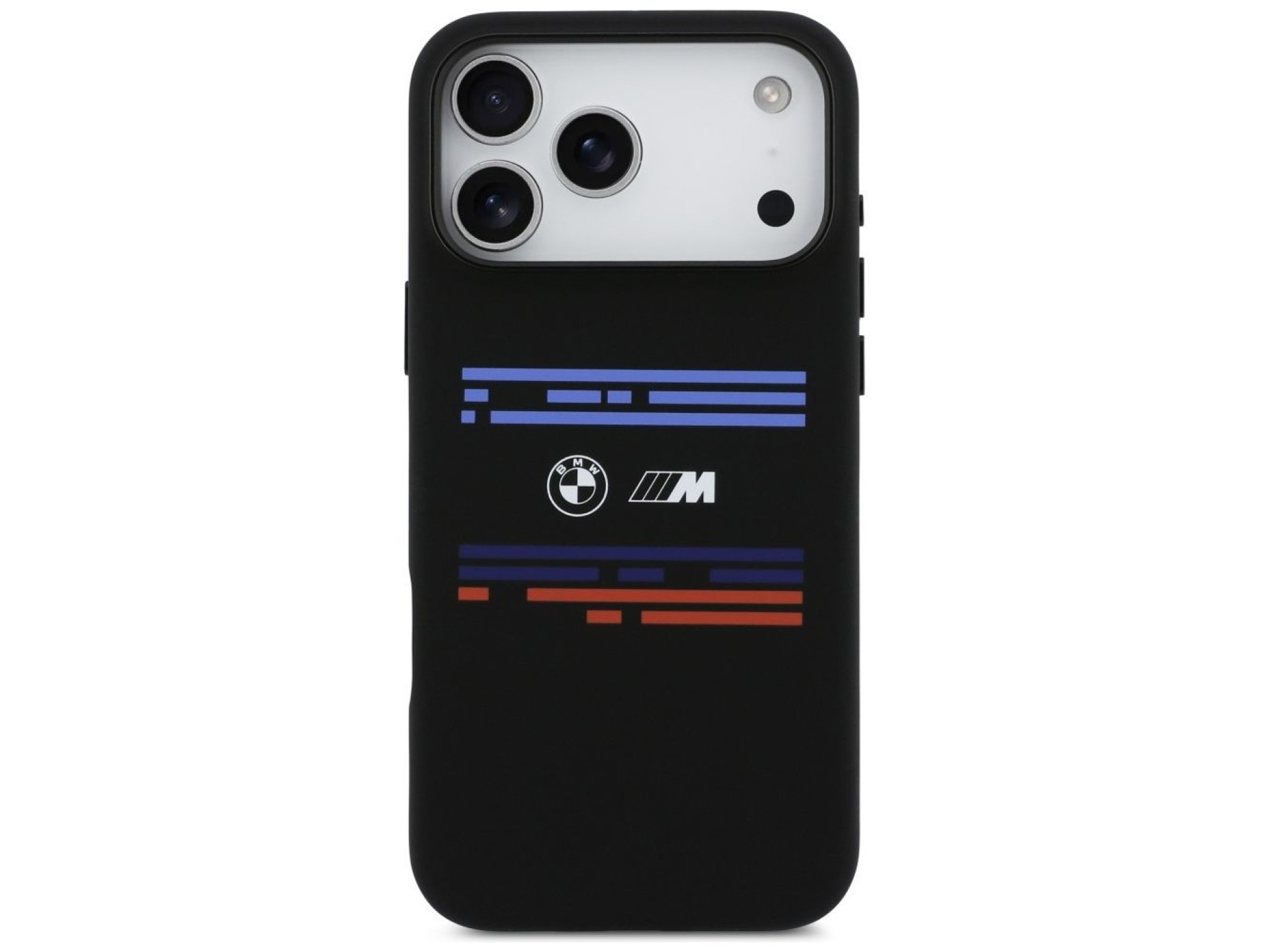 Funda BMW M Silicona con Línea Horizontal MagSafe para iPhone 17 Pro Max - Negra