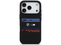 Capa MagSafe BMW M de silicone com linhas horizontais para iPhone 17 Pro - Preta Capa MagSafe BMW M de silicone com linhas horizontais para iPhone 17 Pro - Preta