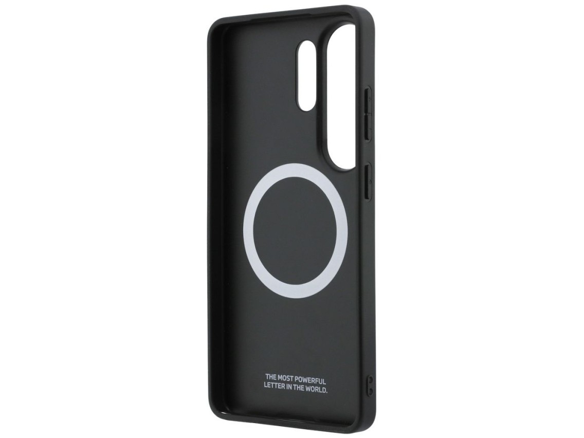 Capa MagSafe com logotipo BMW Perfurado e Listras para Samsung Galaxy S26 Ultra - Cinza