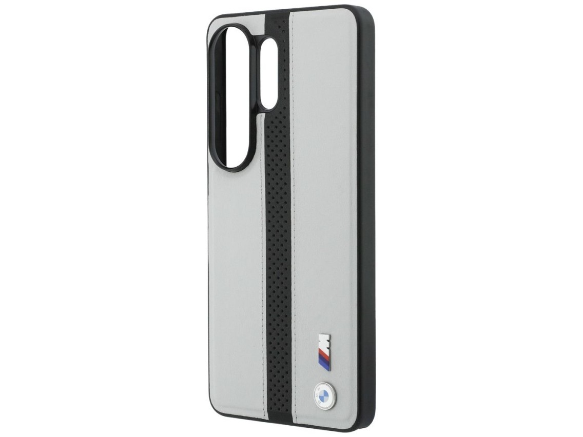Capa MagSafe com logotipo BMW Perfurado e Listras para Samsung Galaxy S26 Ultra - Cinza