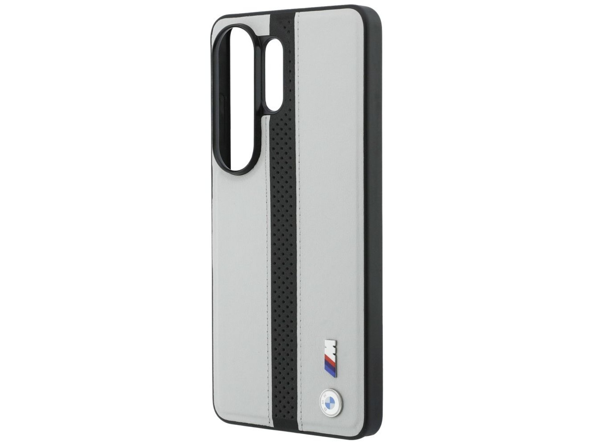 Capa MagSafe com logotipo BMW Perfurado e Listras para Samsung Galaxy S26 Ultra - Cinza