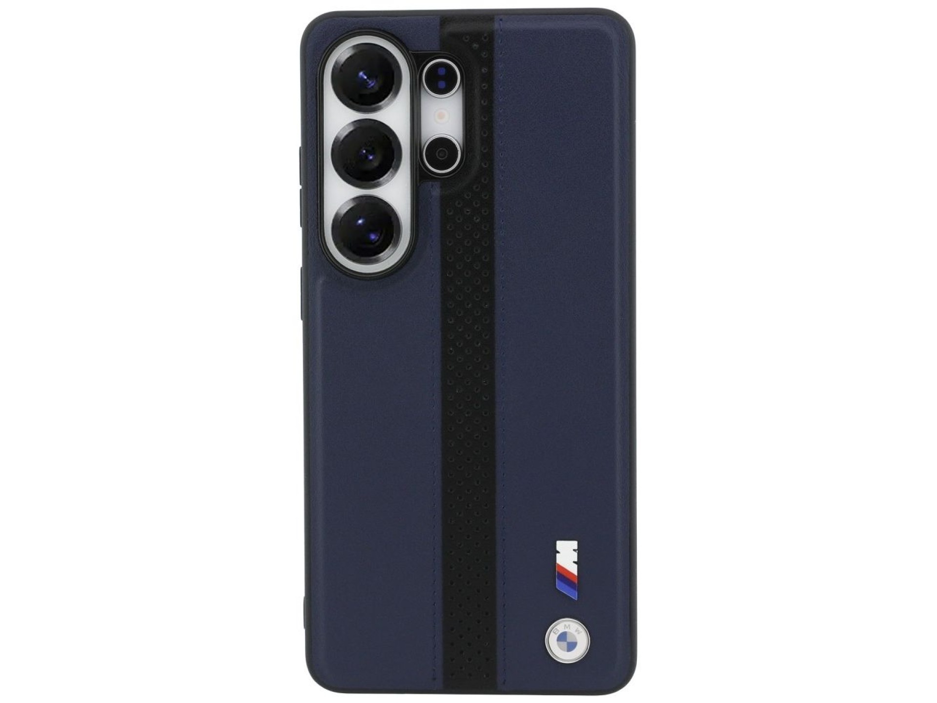 Capa MagSafe com logotipo BMW Perfurado e Listras para Samsung Galaxy S26 Ultra - Azul Marinho
