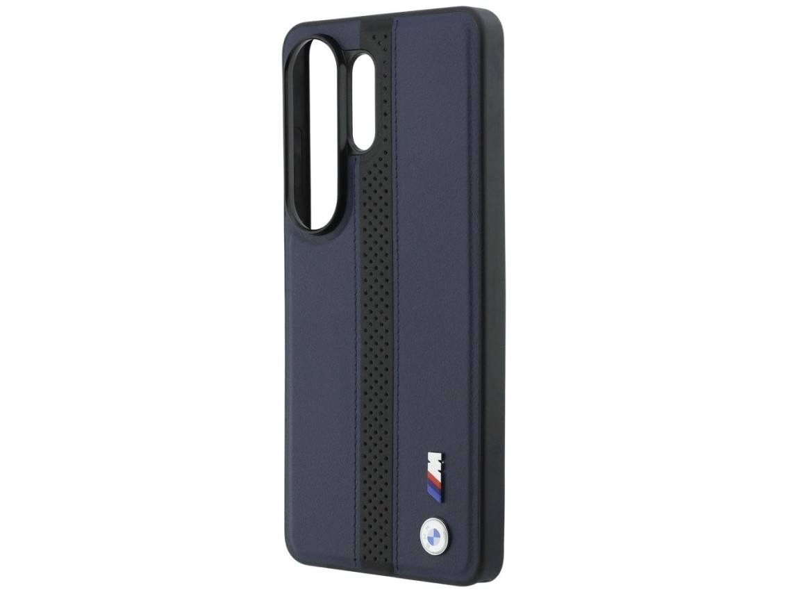 Capa MagSafe com logotipo BMW Perfurado e Listras para Samsung Galaxy S26 Ultra - Azul Marinho
