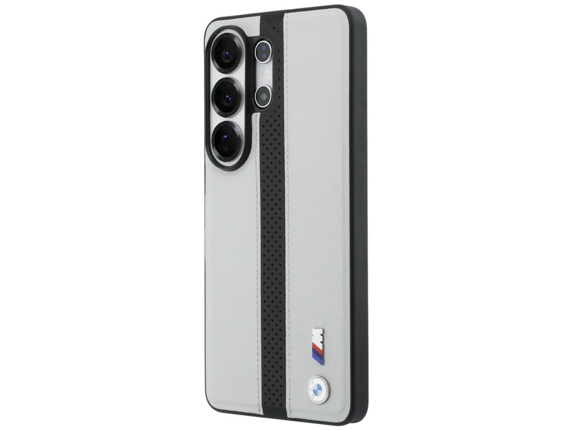 Capa MagSafe com logotipo BMW Perfurado e Listras para Samsung Galaxy S26 Ultra - Cinza