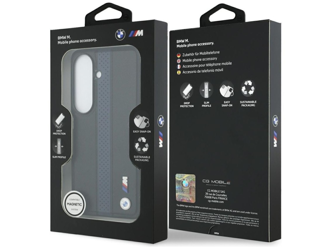 Capa MagSafe com logotipo BMW Perfurado e Faixa para Samsung Galaxy S26 - Azul