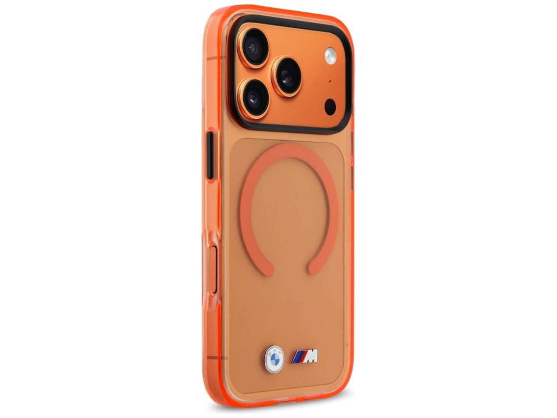 Funda MagSafe BMW M IML con logotipos met�licos para iPhone 17 Pro - Naranja Pro