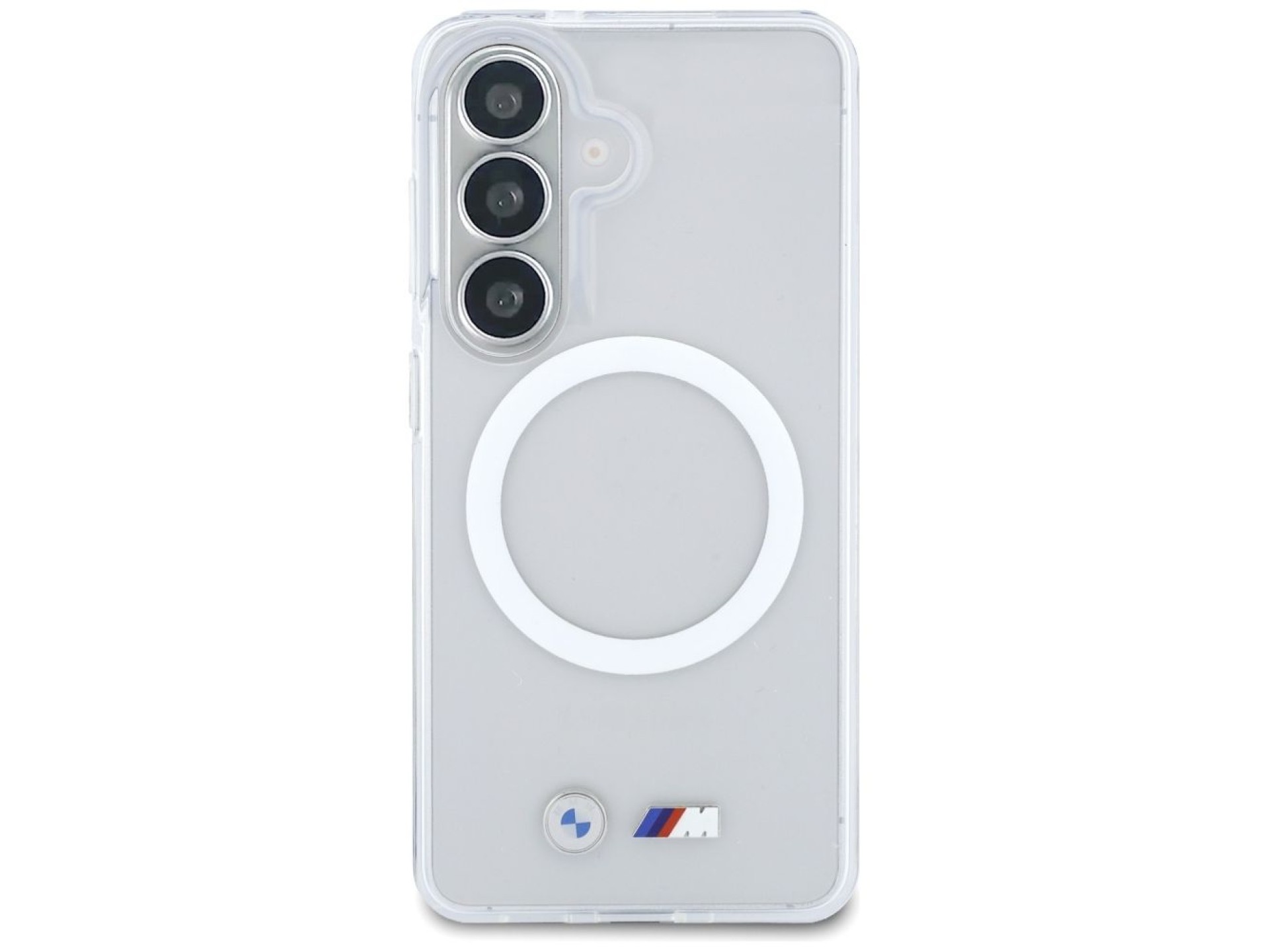 Capa MagSafe BMW IML com logotipo metálico à prova de choque para Samsung Galaxy S26 - Transparente