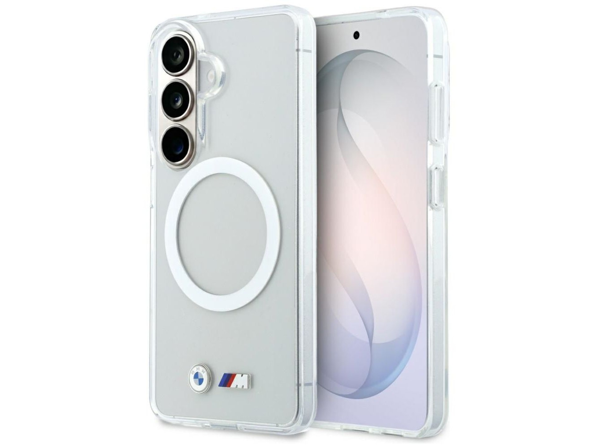 Capa MagSafe BMW IML com logotipo metálico à prova de choque para Samsung Galaxy S26 - Transparente