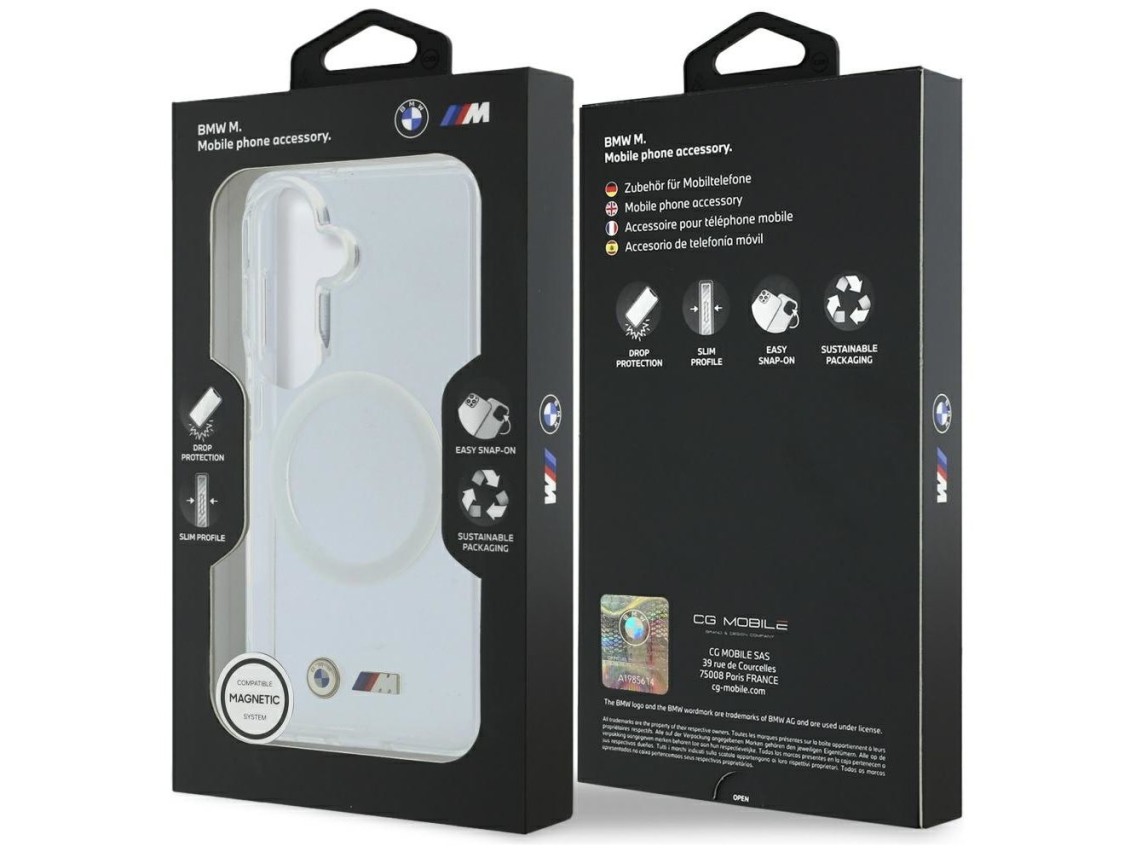 Capa MagSafe BMW IML com logotipo met�lico � prova de choque para Samsung Galaxy S26 - Transparente